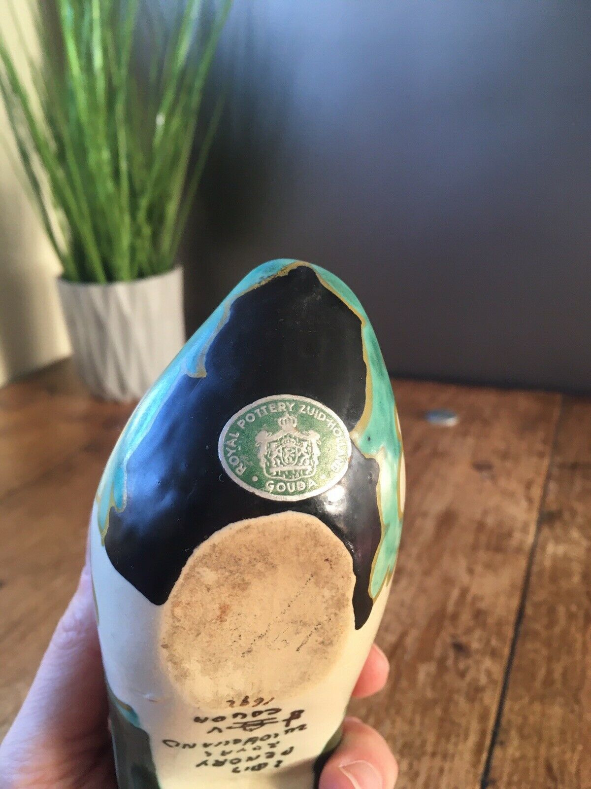 Gouda Art Royal Pottery Zuid Floral Hand Painted Clog Shoe Dutch Holland Nouveau photo vinterior