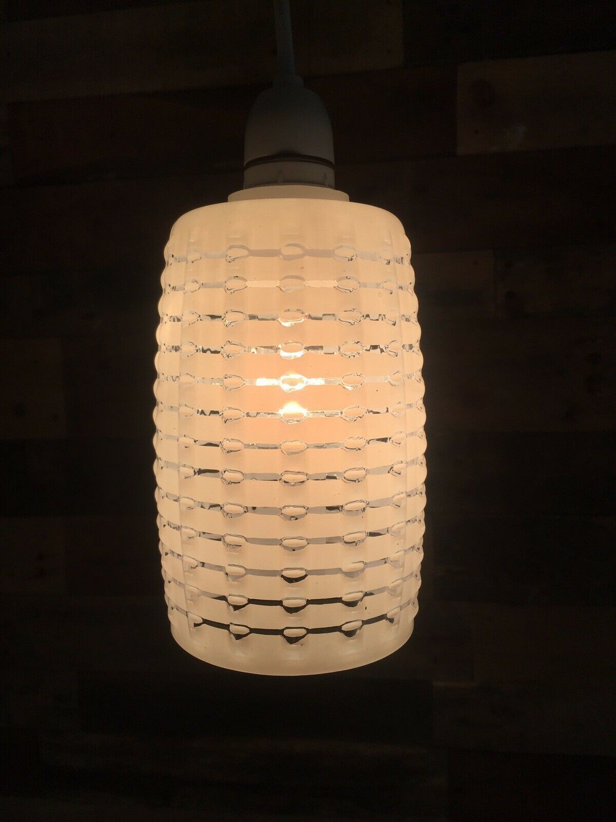 Retro Space Age 70's Op Art Knobbly Rippled Textured Glass Lamp Shade Vintage