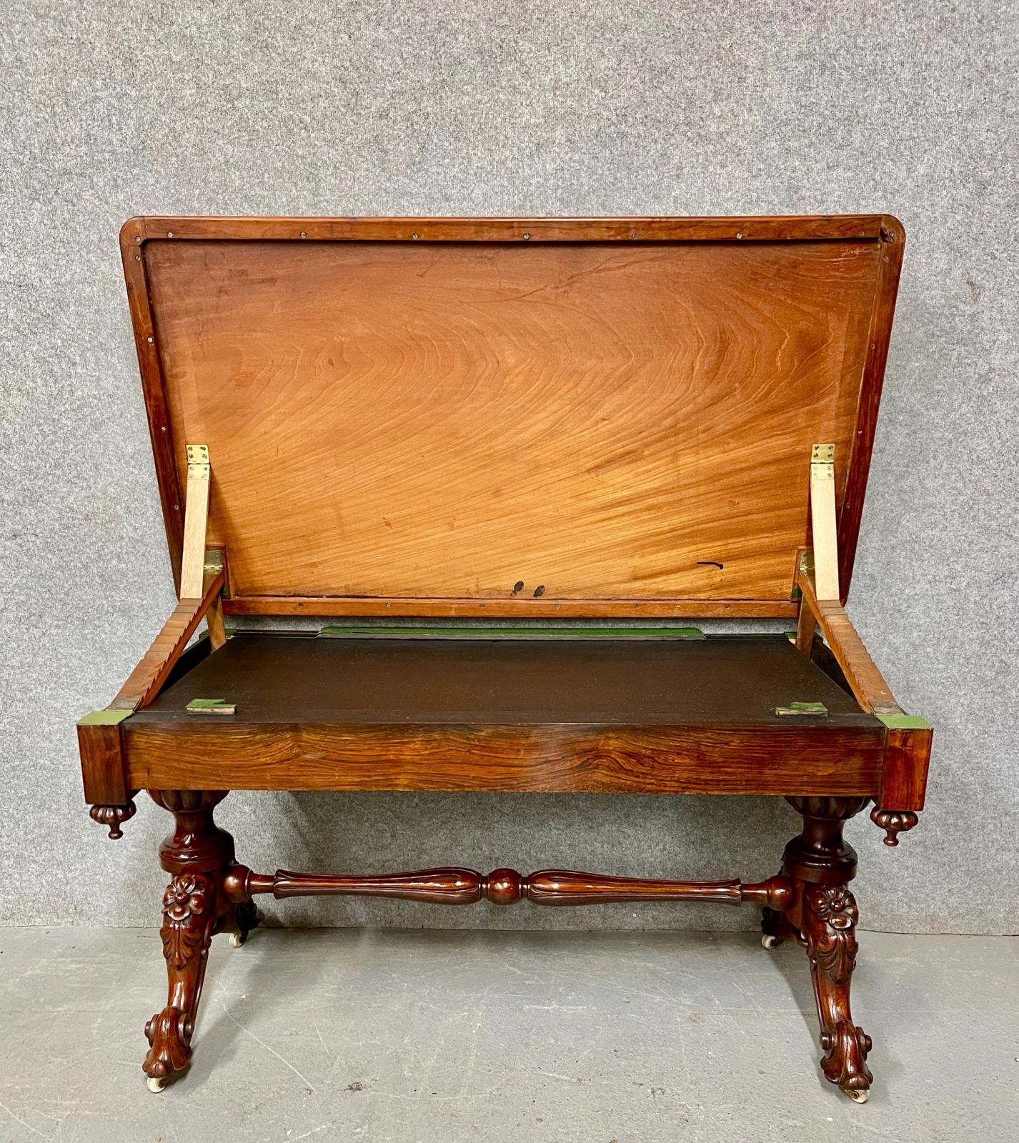 Furniture Unusual Antique Rosewood Library Architects Desk photo