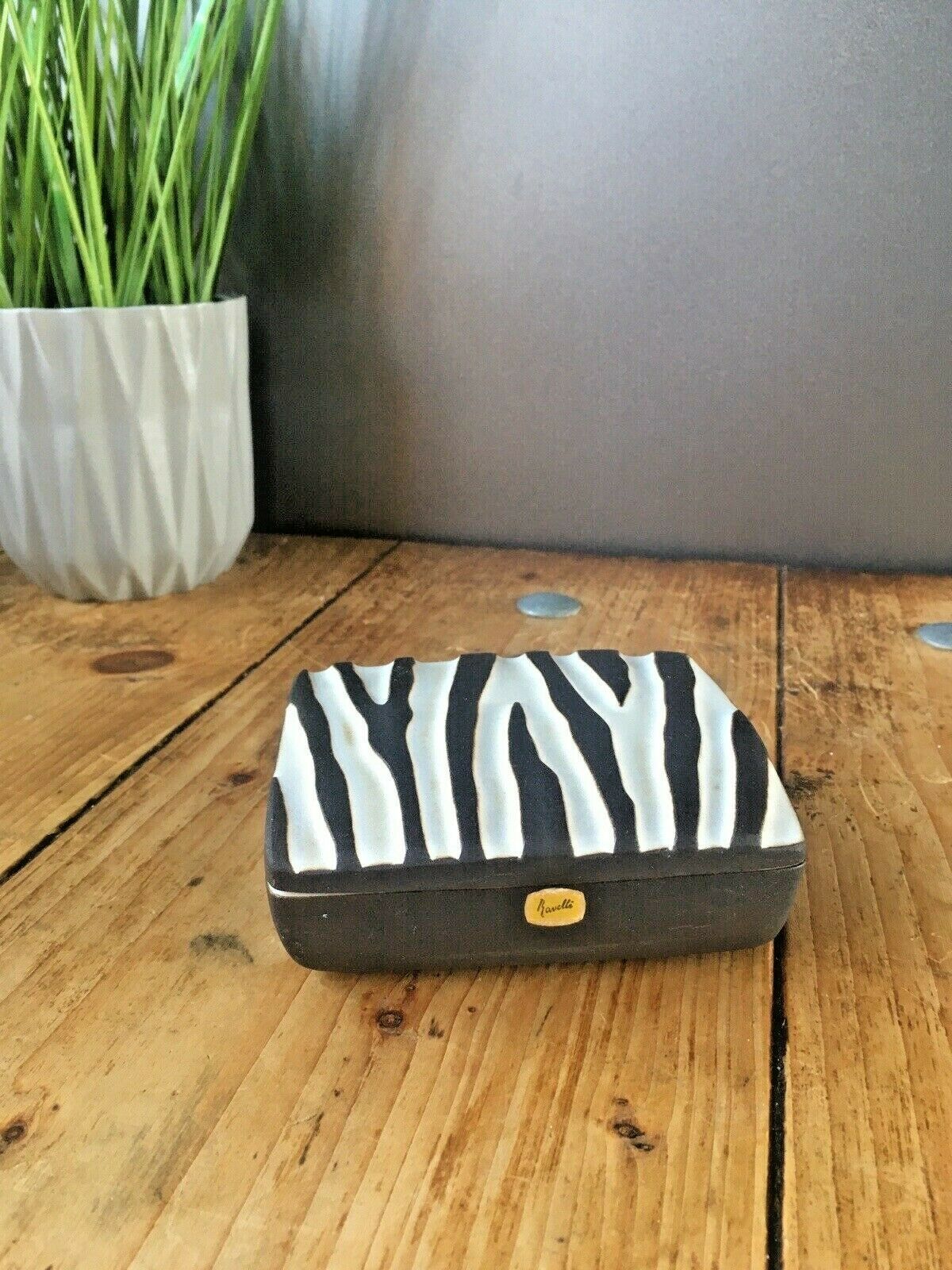 50's Mid Century Modern Jaap Ravelli Textured Zebra Animal Print Trinket Box Pot