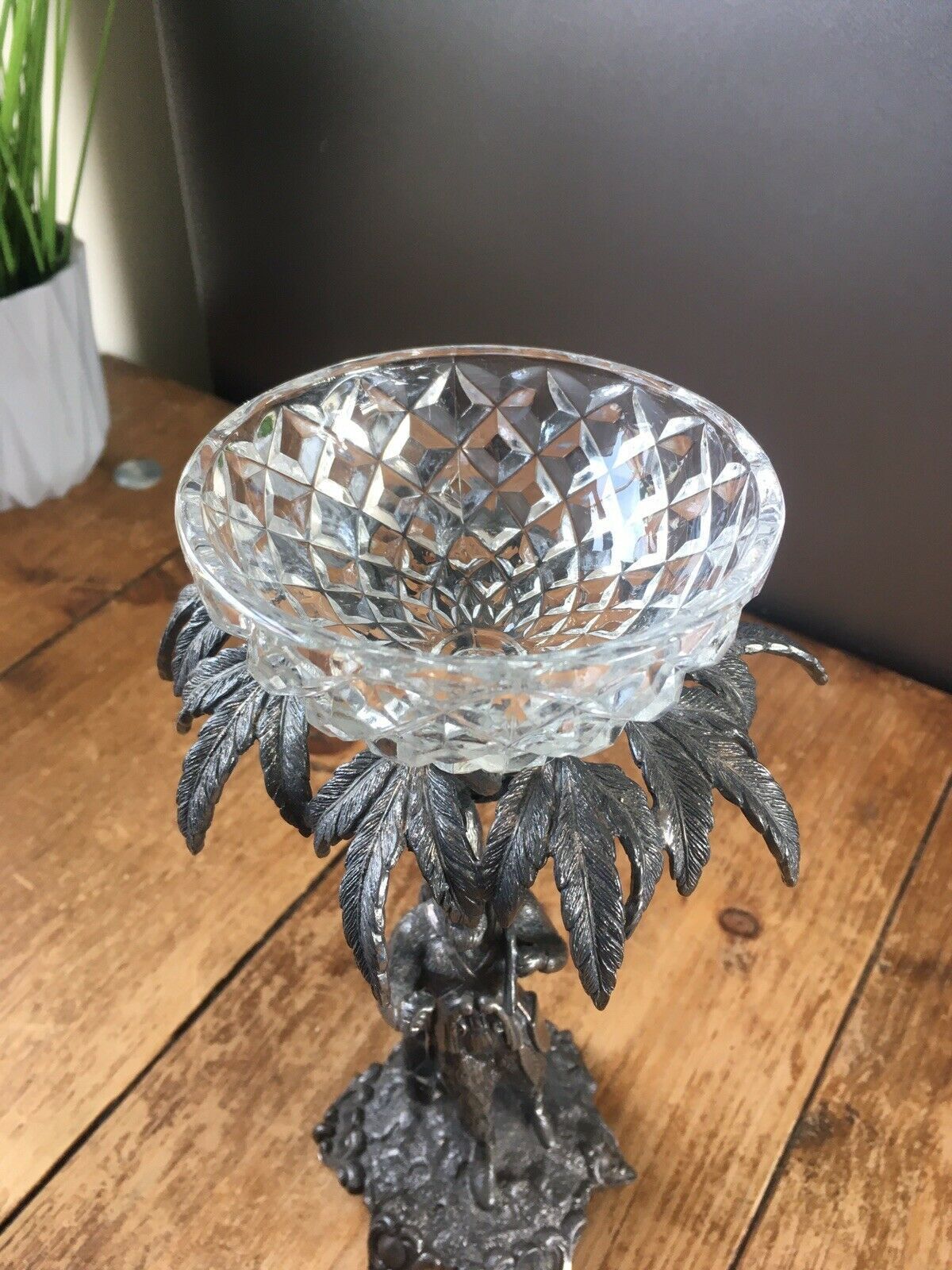 Rare Antique Walker & Hall Silver Plated & Glass Robinson Crusoe Sweetmeats Dish photo furniture