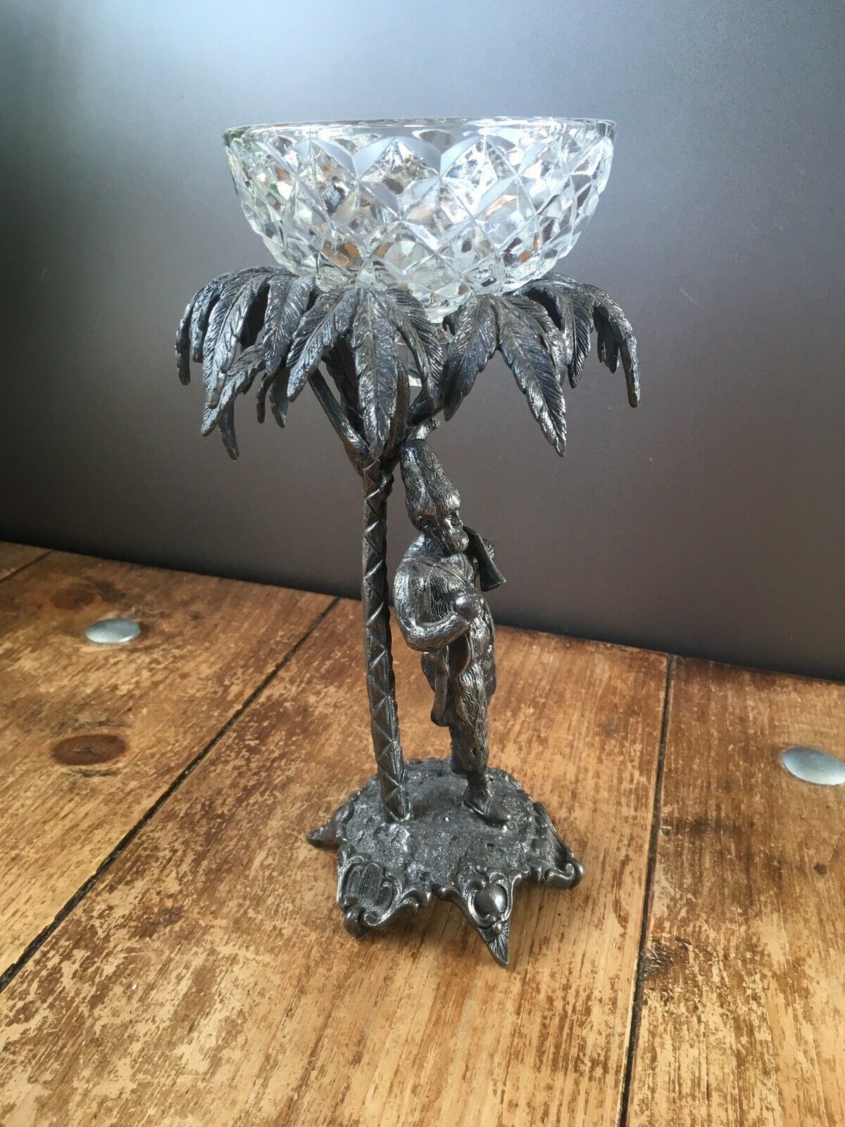Rare Antique Walker & Hall Silver Plated & Glass Robinson Crusoe Sweetmeats Dish photo vinterior