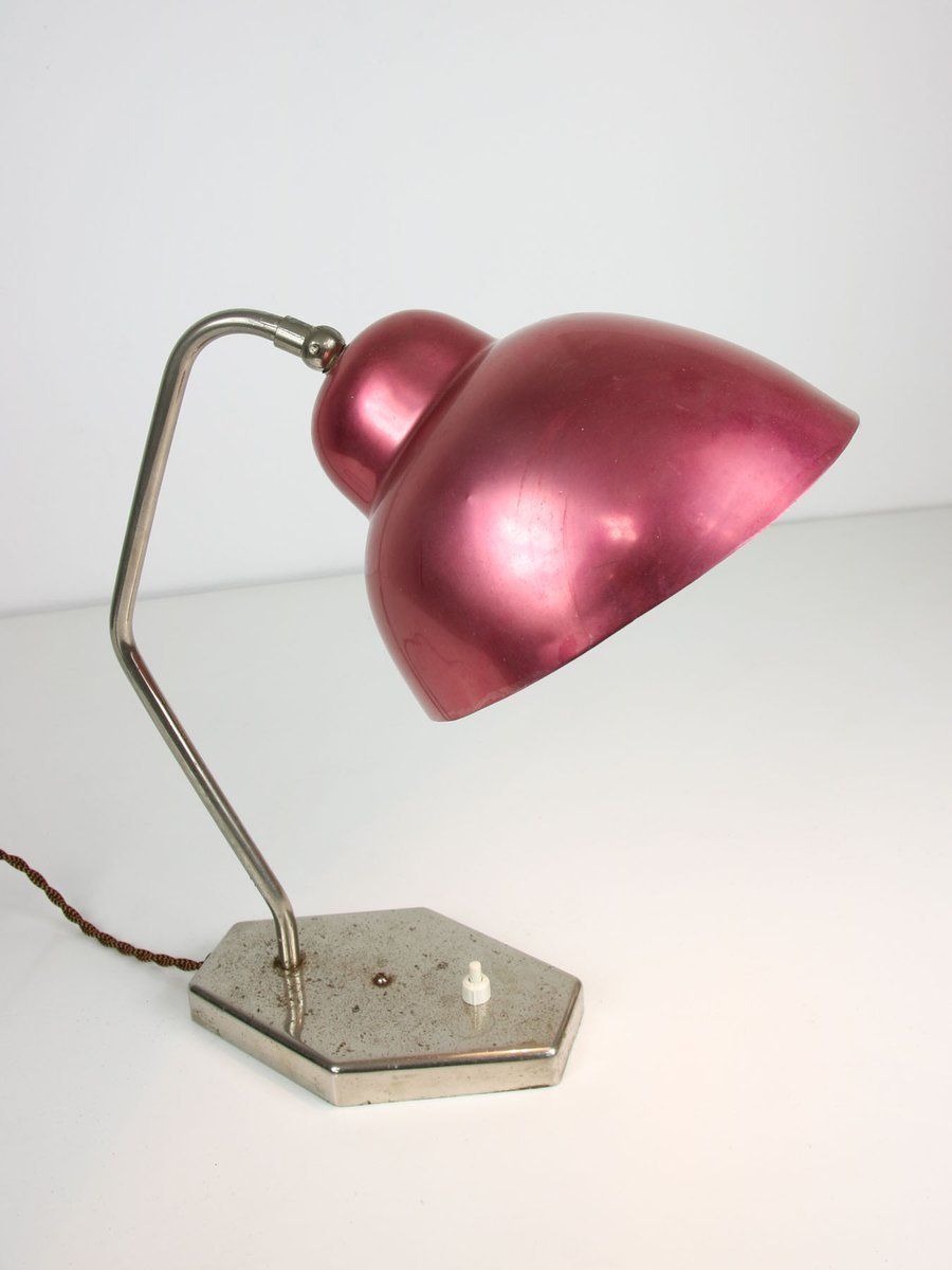 Mid Century Gold And Red Table Lamps, 1950s, Set Of 2 photo 886.0