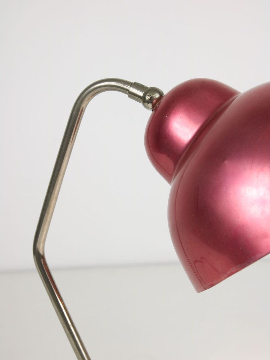 Mid Century Gold And Red Table Lamps, 1950s, Set Of 2 photo vinterior