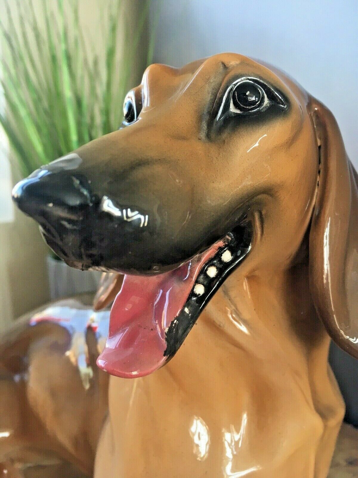 Large Antique / Vintage Italian Pottery Fireside Sitting Dachshund Sausage Dog photo for sale