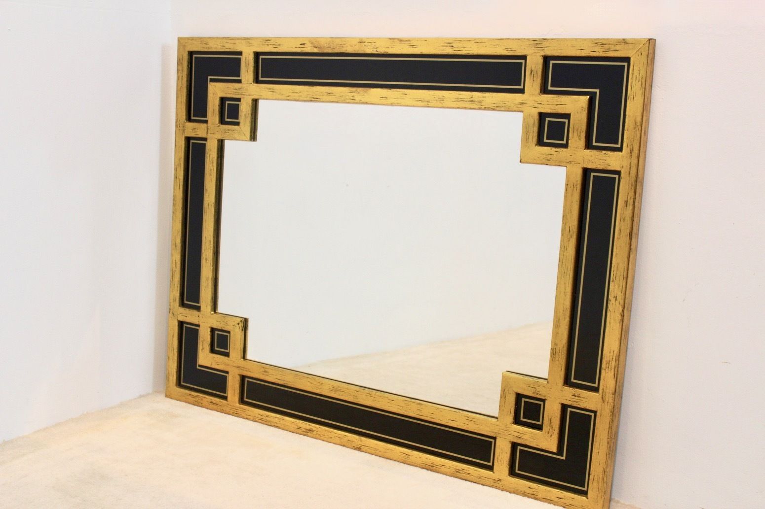 Giltwood And Black Glass Mirror By Deknudt Belgium photo furniture