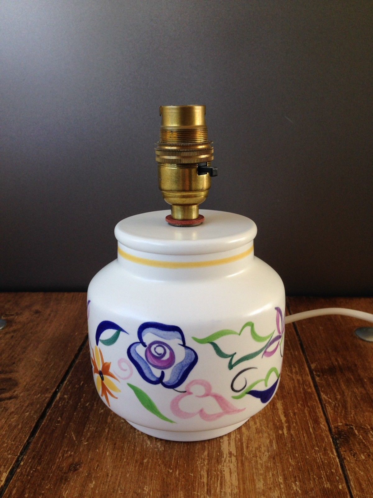 Retro 50's 60's Poole Pottery Cs K Floral Bedside Lamp Base Mid Century Vintage photo for sale
