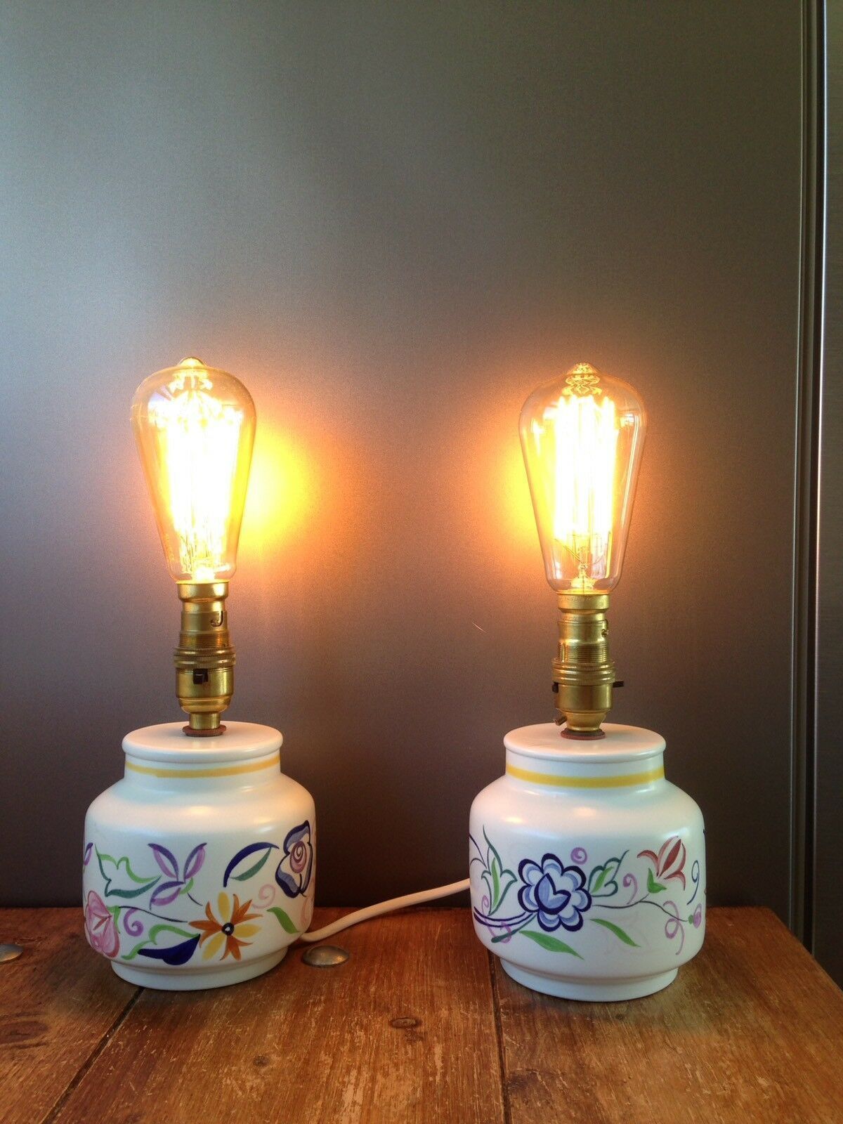 Retro 50's 60's Poole Pottery Cs K Floral Bedside Lamp Base Mid Century Vintage photo buy