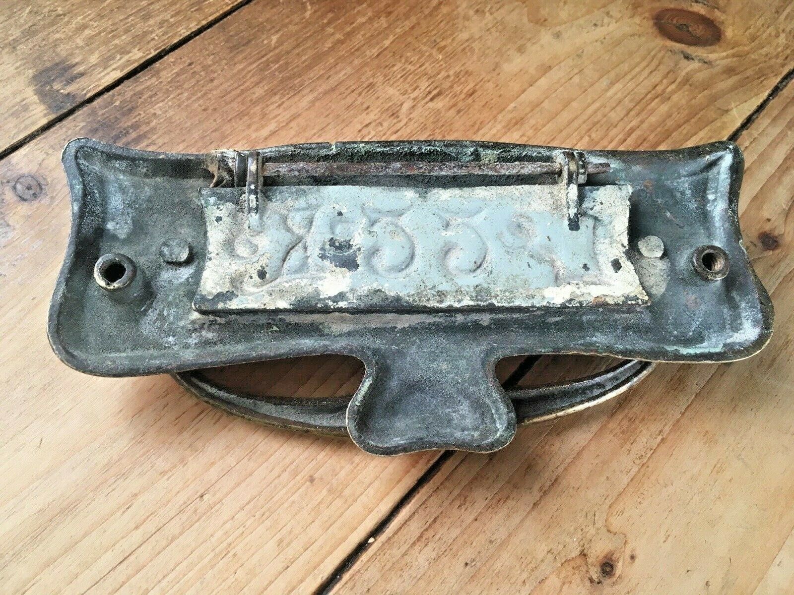 Reclaimed Antique Art Nouveau Brass Door Knocker Letter Box Mail Posting Slot photo buy