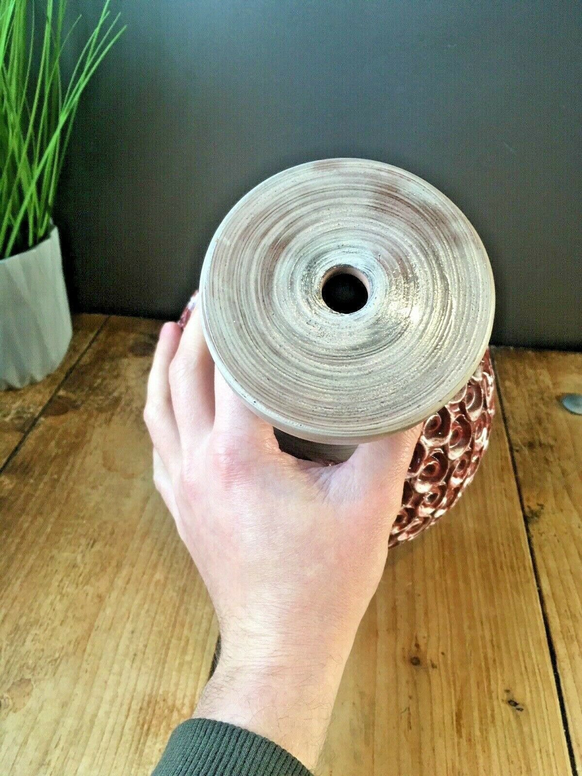 photo for sale 1960's Mcm Italian Pottery Fratelli Fanciullacci Rust Brown Deep Swirl Lamp Base