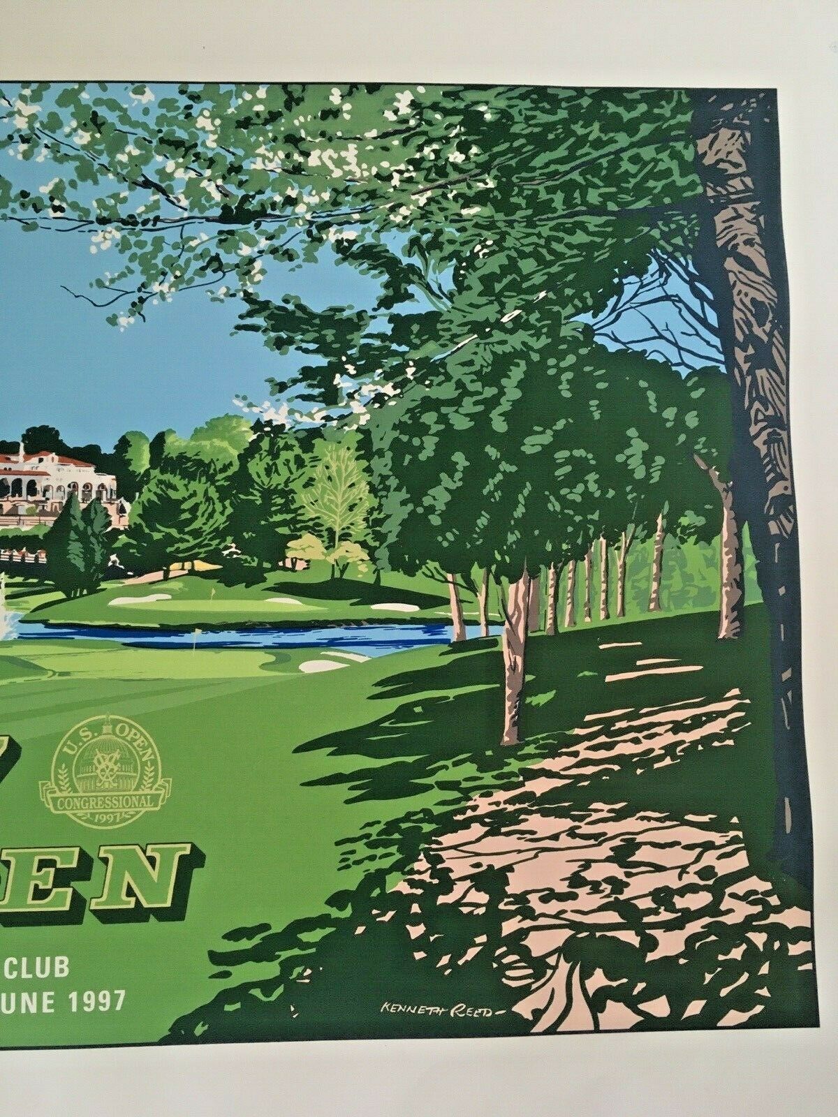 2 Huge 3.5' Framed Kenneth Reed Prints 1997 Us Open & 1996 Loch Lomond Golf Club photo vintage