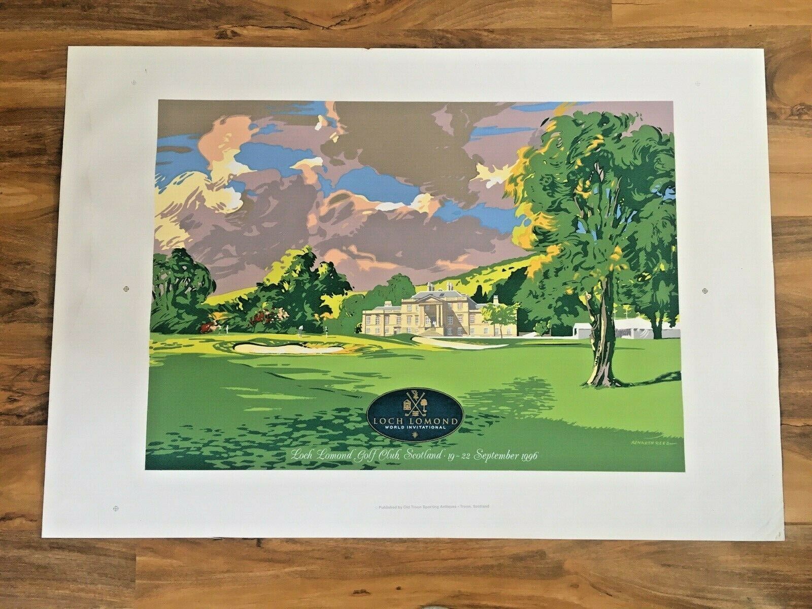photo furniture 2 Huge 3.5' Framed Kenneth Reed Prints 1997 Us Open & 1996 Loch Lomond Golf Club