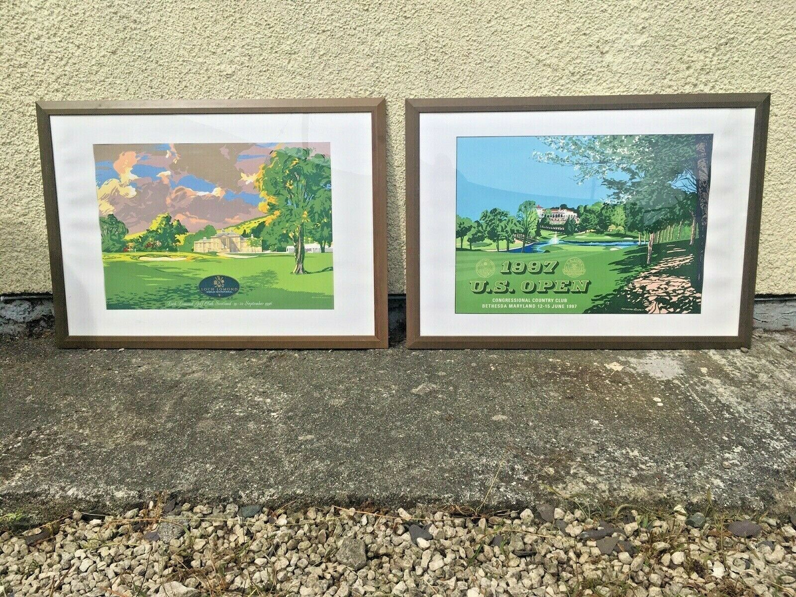 165.0 2 Huge 3.5' Framed Kenneth Reed Prints 1997 Us Open & 1996 Loch Lomond Golf Club photo