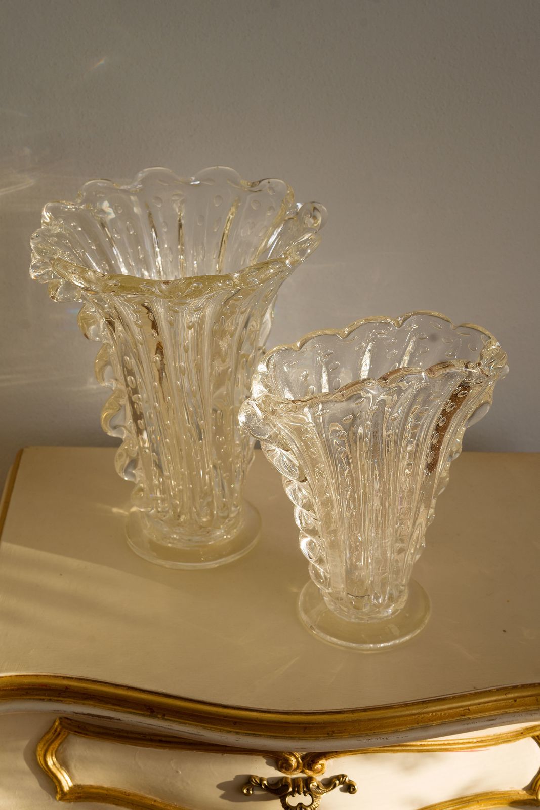 Vase In Venetian Crystal Glass Barovier And Toso   Murano 1930s photo vintage