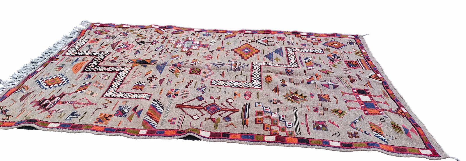 Handmade Traditional Moroccan Rug. Berber Carpet Natural Wool And Camel Hair / 8.3x5.4 Ft photo furniture