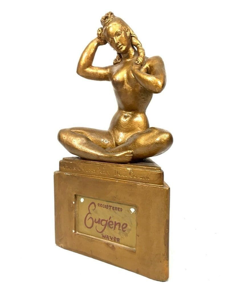 Antique Advertising   1940s Crowing Glory Statue By Eugene Ltd Hairdresser Sign photo furniture