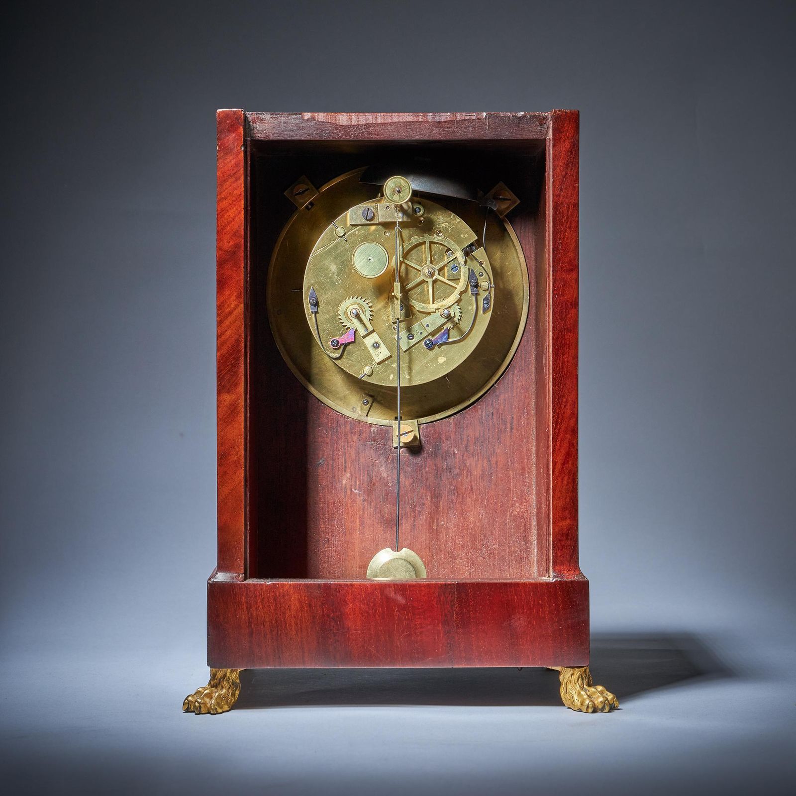 19th Century Flame Mahogany Mantel Clock By Breguet Raised By Lion Poor Feet photo buy