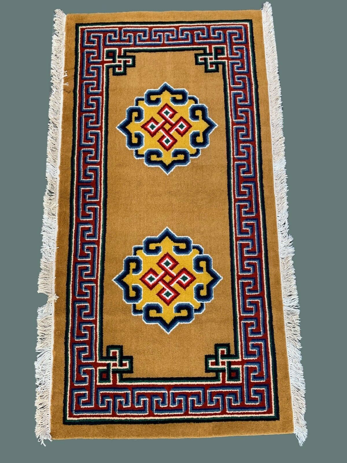 Rare Mongolian Rug 200x105 Cm, Vintage Old Tribal photo furniture