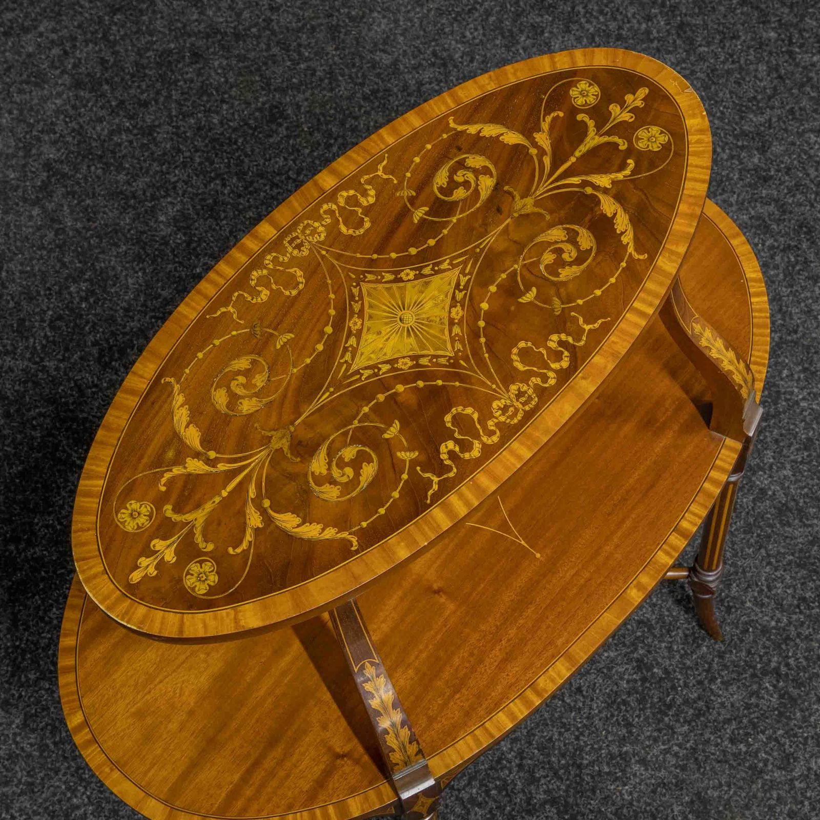 Edwardian Inlaid Mahogany Etagere With Glass Tray Top photo for sale