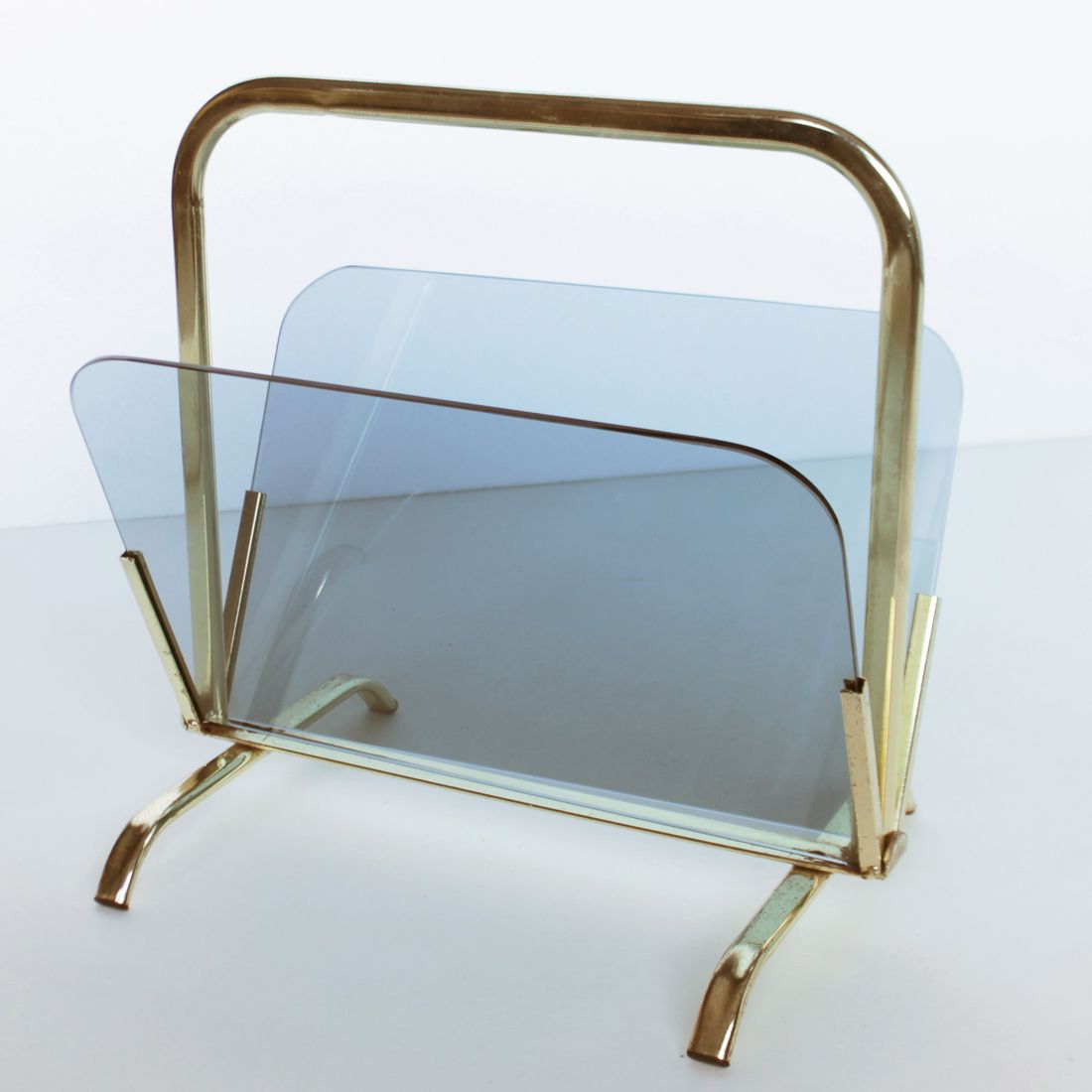 Tijdschriftenrek Van Glas En Messing, Frankrijk photo 545.0