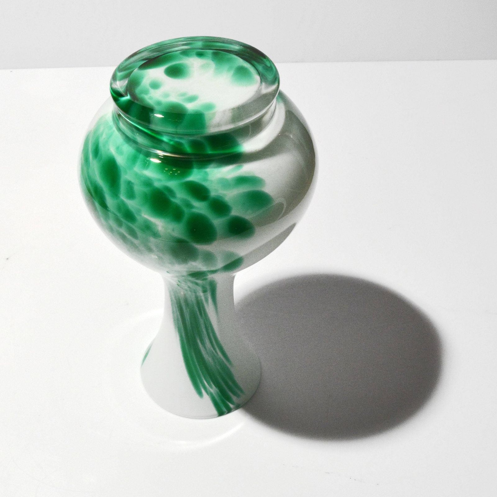1970s Modern Glass, Vase, Designed By C. Moretti, Empoli Opaline Florence, Italy photo vintage