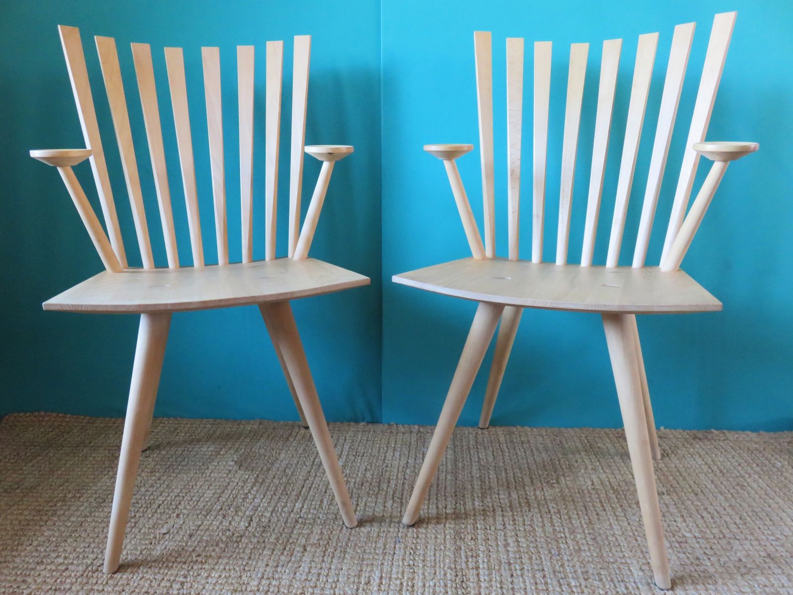 Pair Of "Mikado" Maple Armchairs By J. Foersom And P. Hjort Lorenzen, Danemark