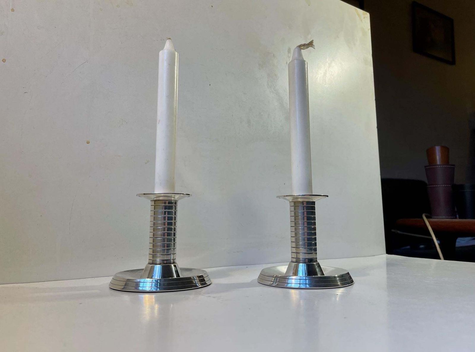 Art Deco Candlesticks In Plated Silver From Carl F. Christensen 1920s photo furniture