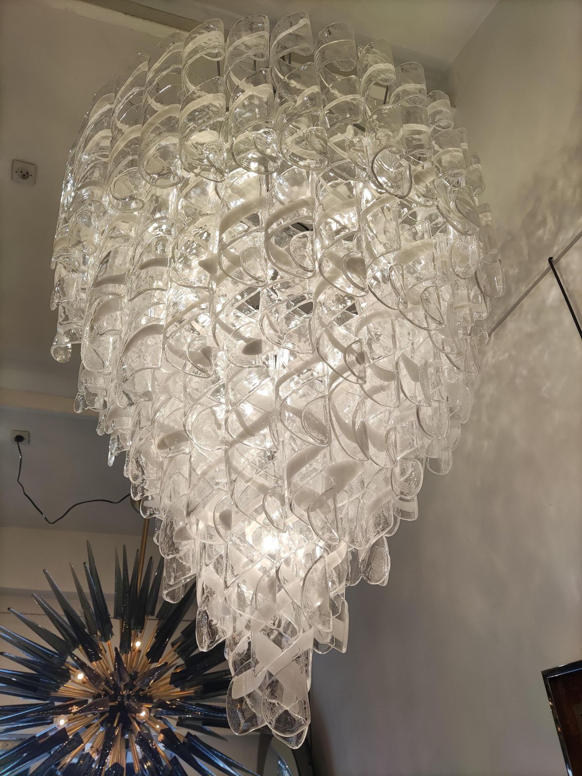 Murano Glass Chandelier Chrome And Glass Pendants photo Lighting