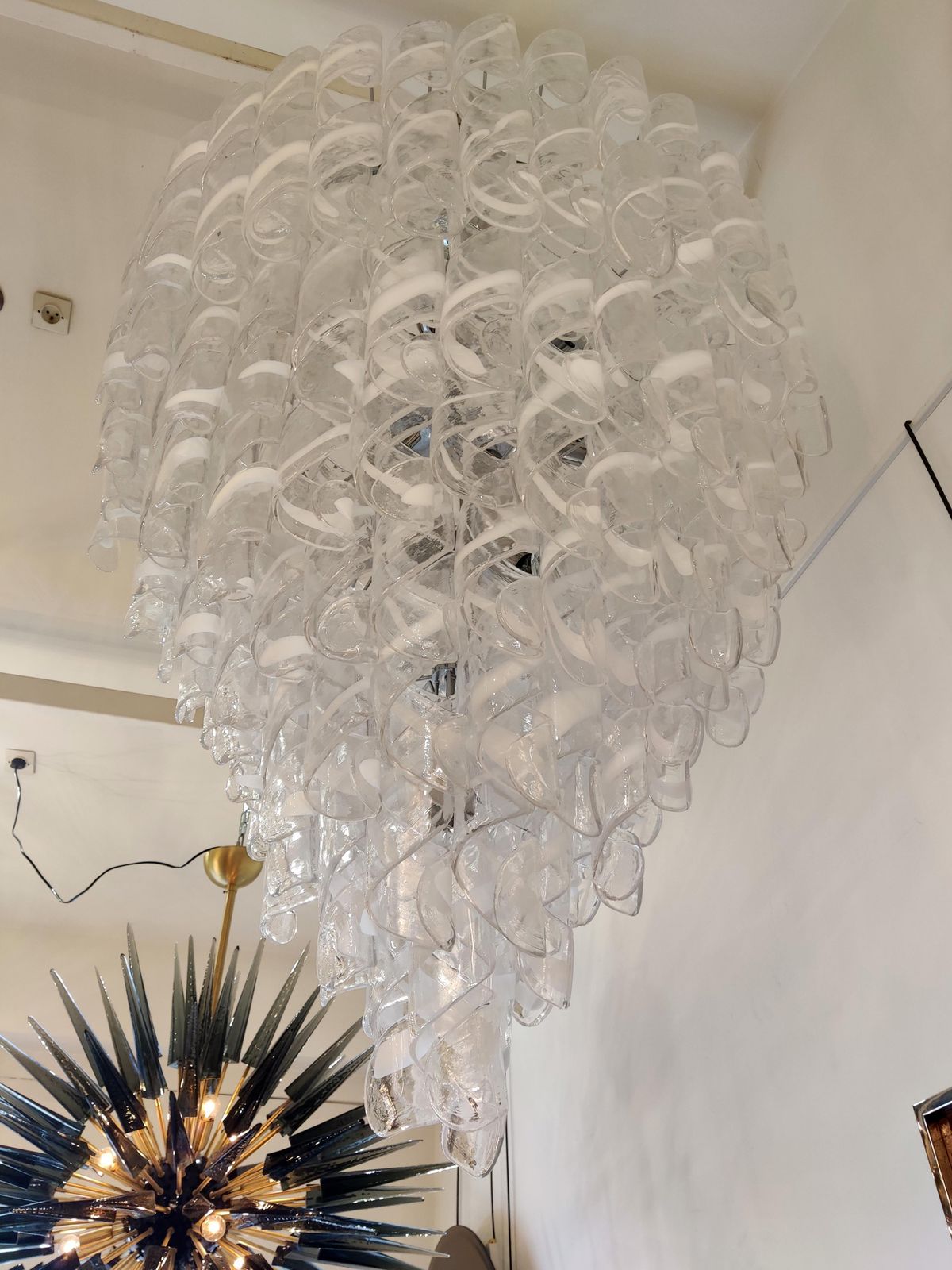 photo buy Murano Glass Chandelier Chrome And Glass Pendants