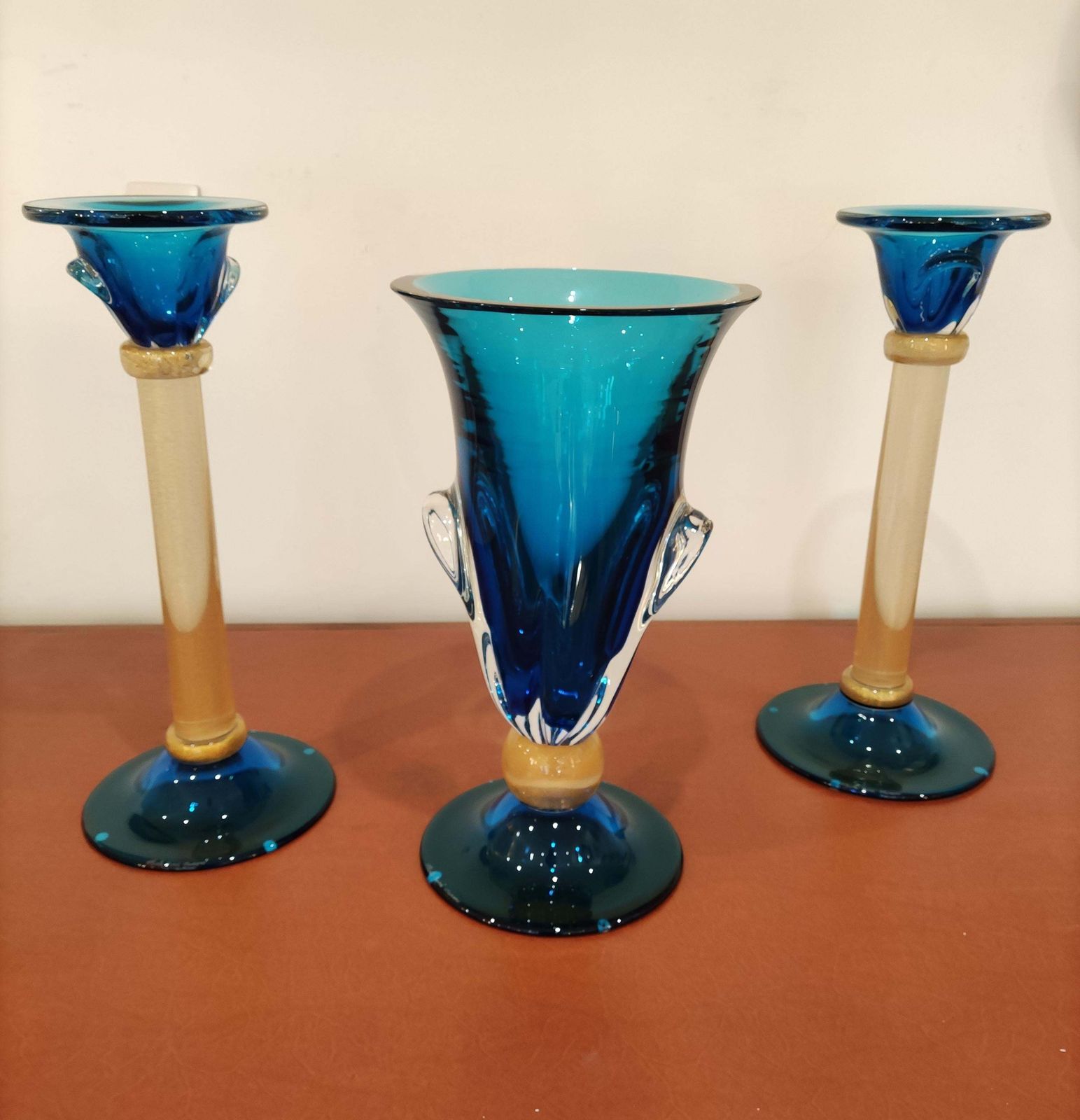 3053.0 Alberto Donà Set Of 3 Pièces '2 Candlesticks And 1 Vase' photo
