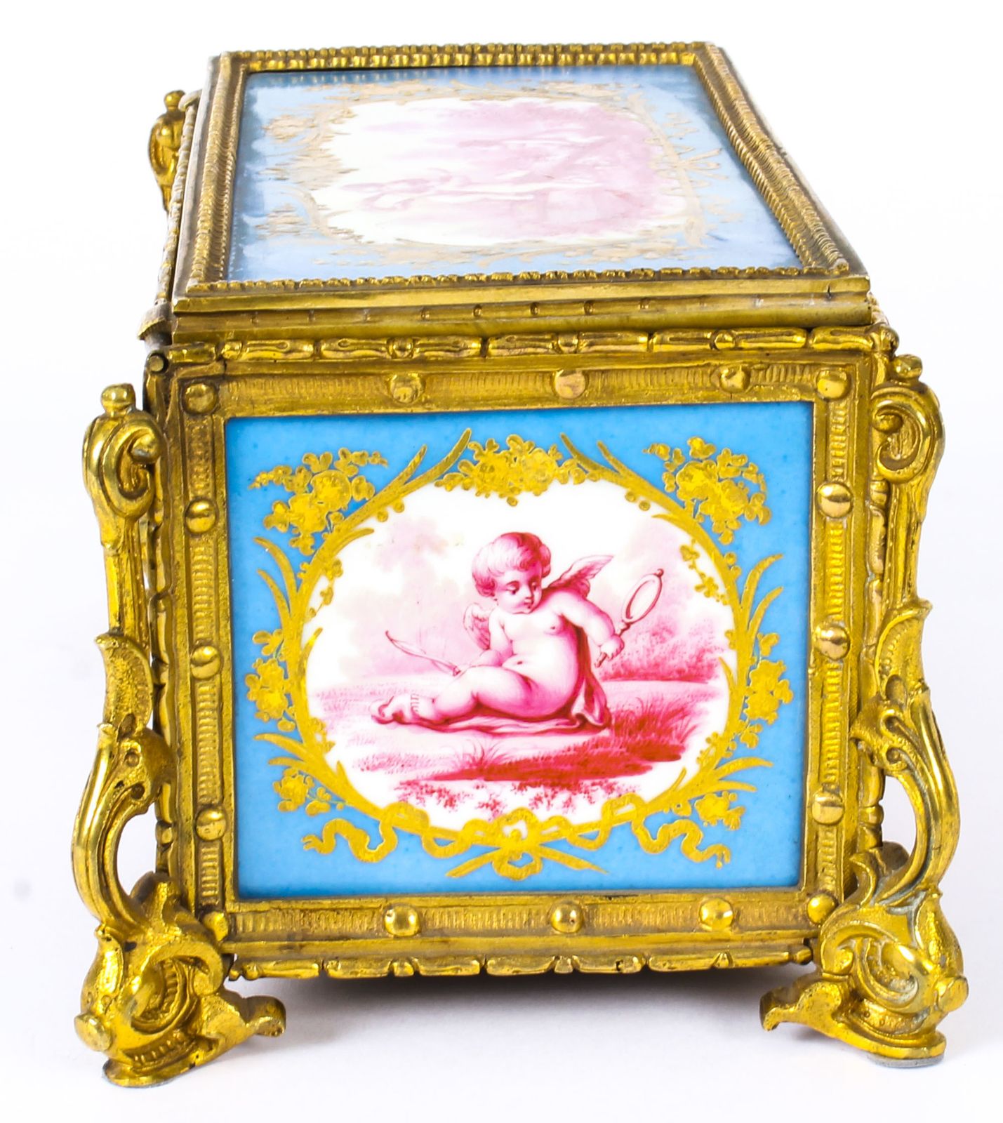 Antique French Sevres Porcelain And Ormolu Jewellery Casket C1870 19th C photo vintage