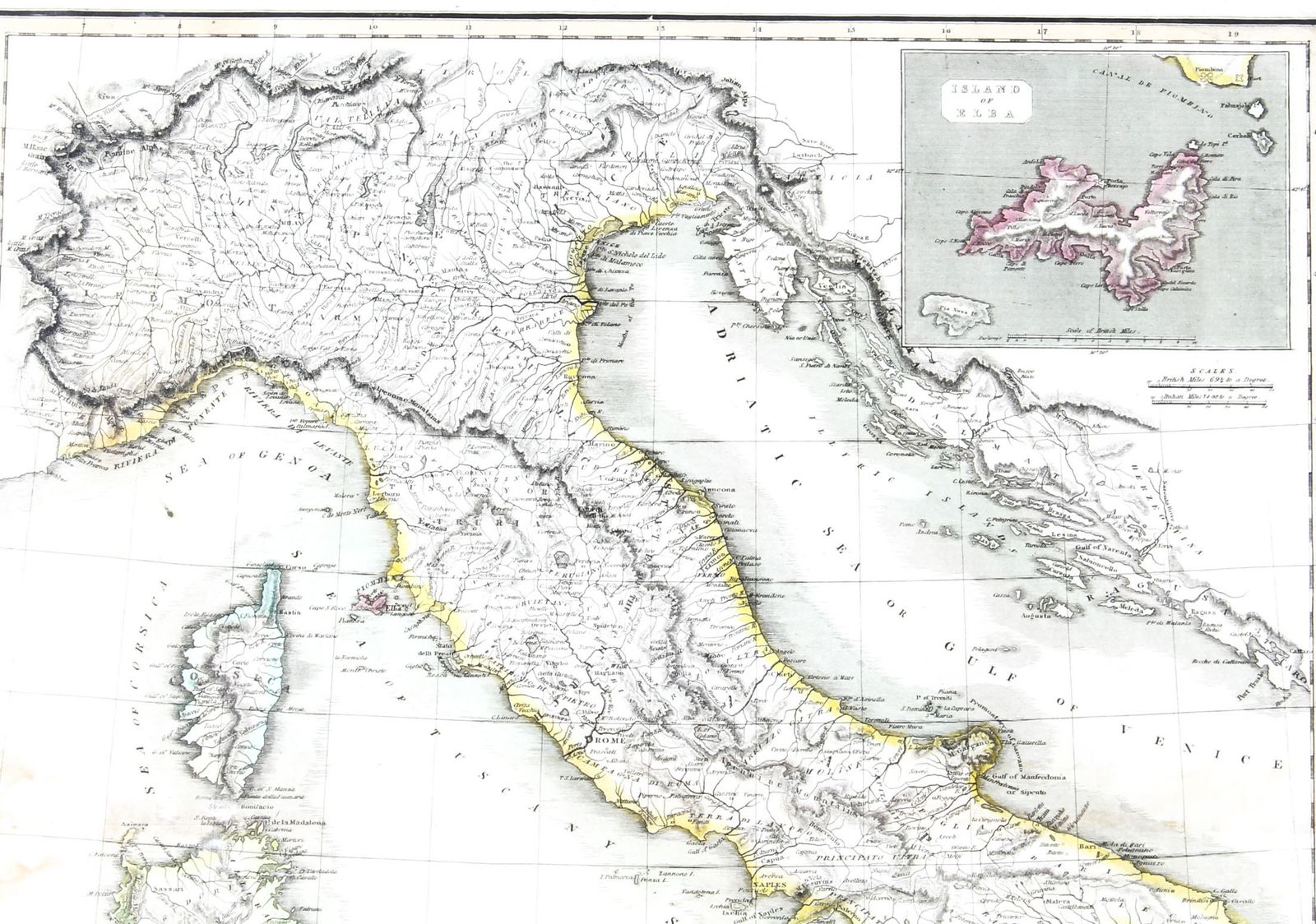 Antique Map Of Italy Drawn & Engraved By R. Scott For Thomsons, Edinburgh 1814 photo Art