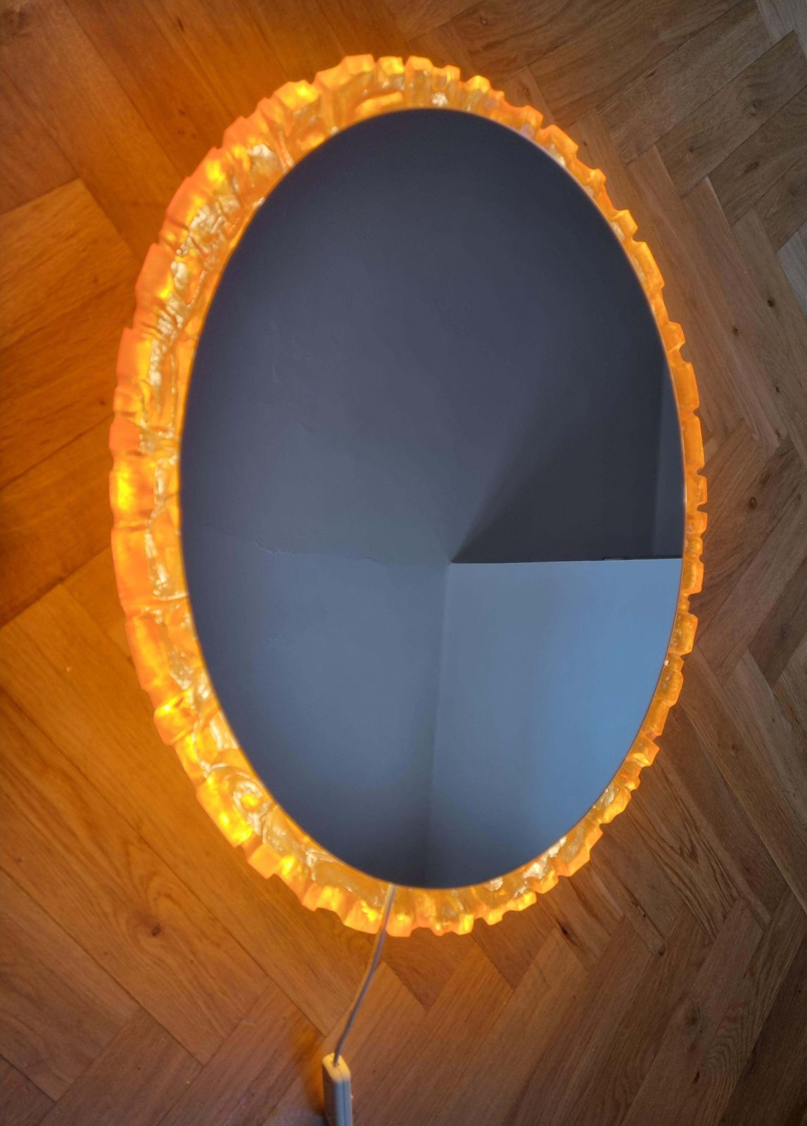 Very Rare Large Midcentury Backlit Mirror Hillebrand, 1970s photo furniture