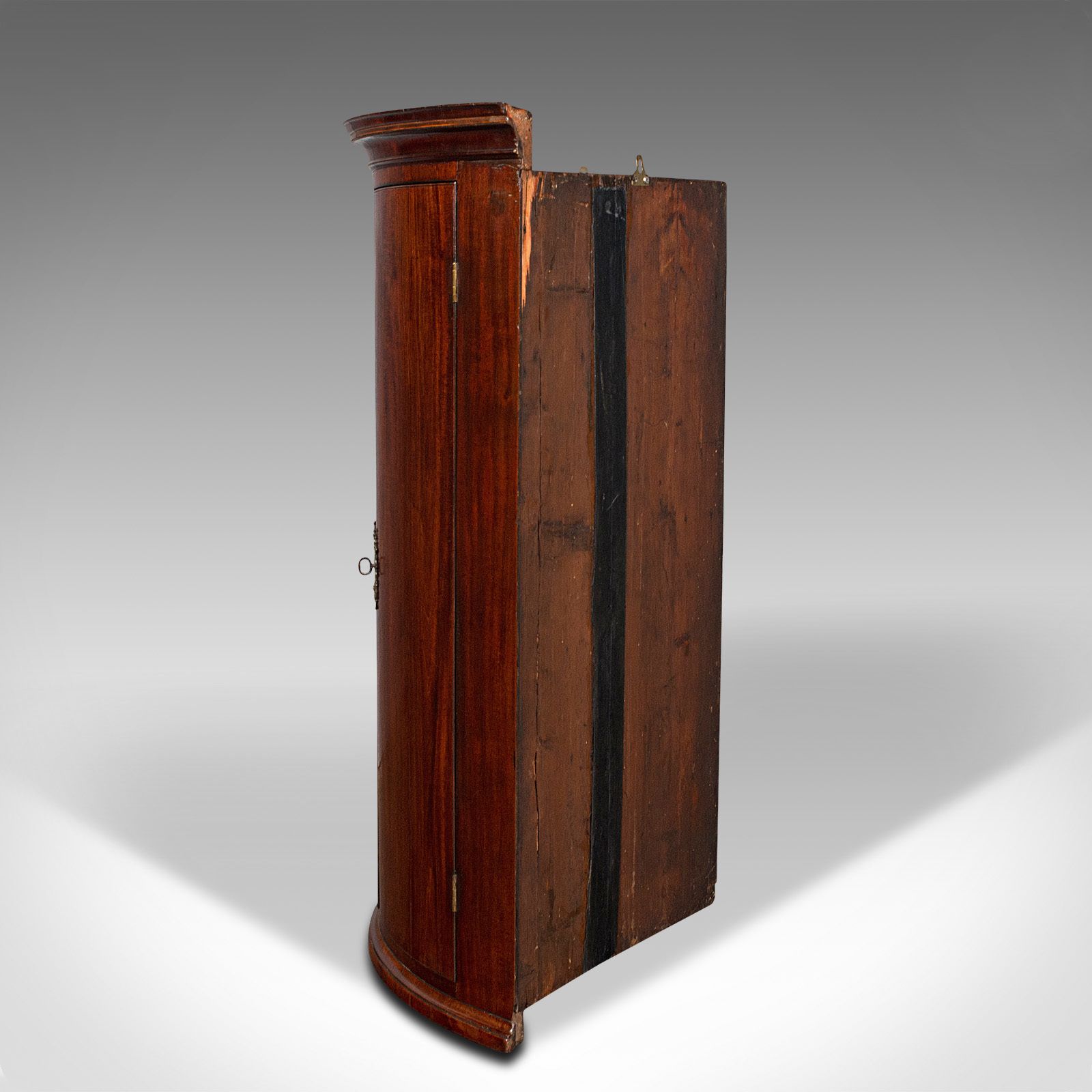Antique Corner Cabinet, English, Bow Front, Hanging, C.1780 photo for sale