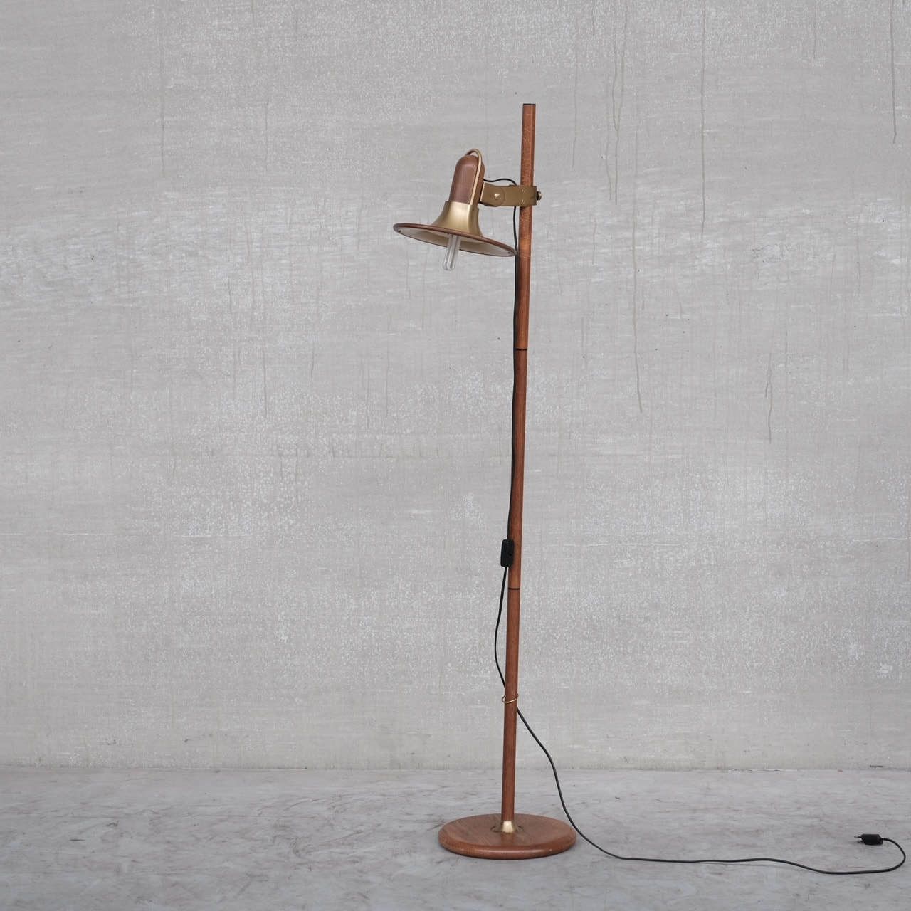 Brass And Teak Mid Century French Floor Lamp