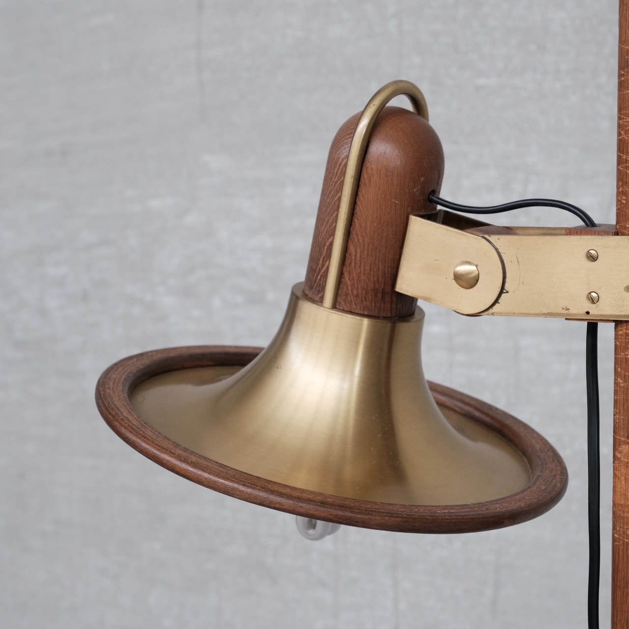 Brass And Teak Mid Century French Floor Lamp photo buy