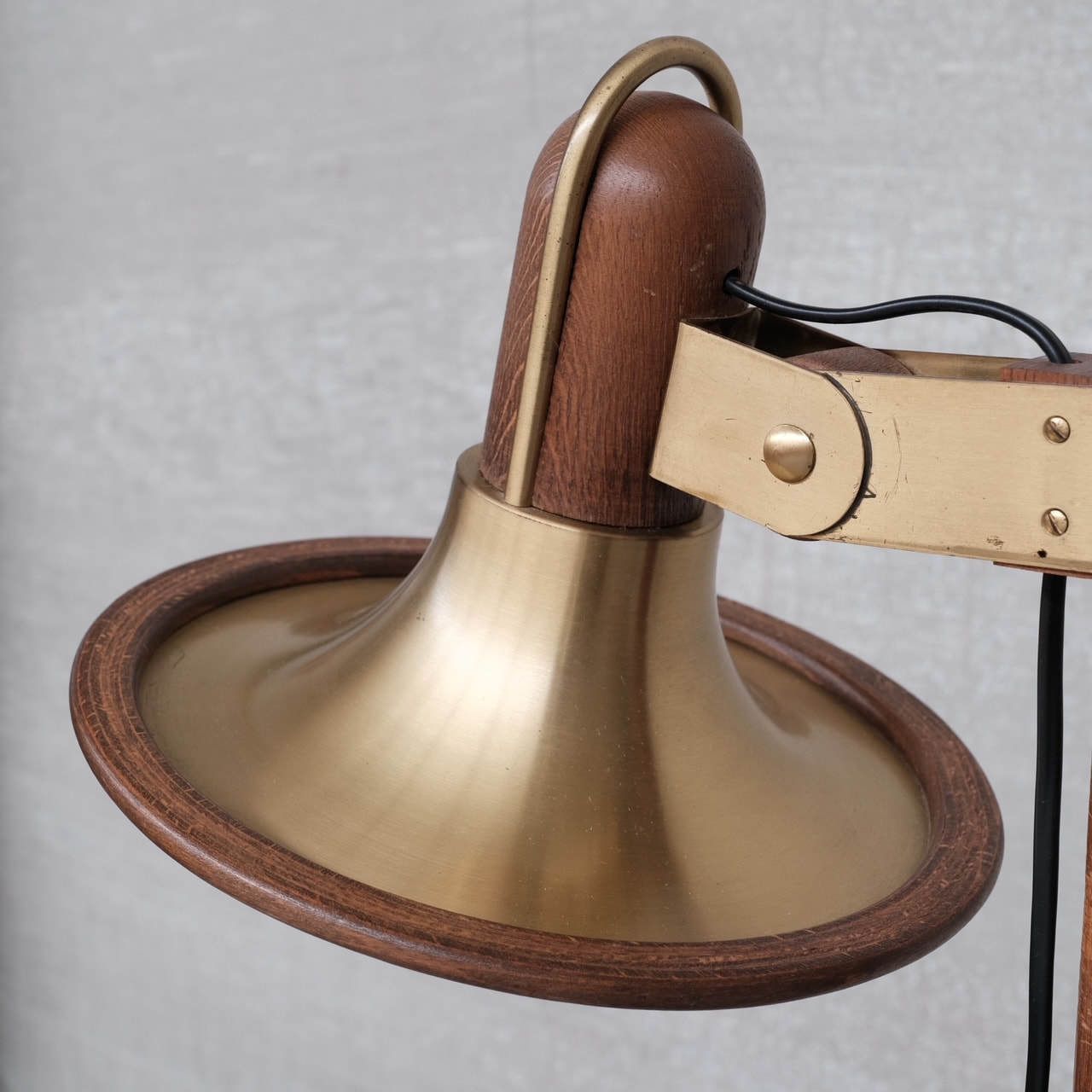 photo furniture Brass And Teak Mid Century French Floor Lamp