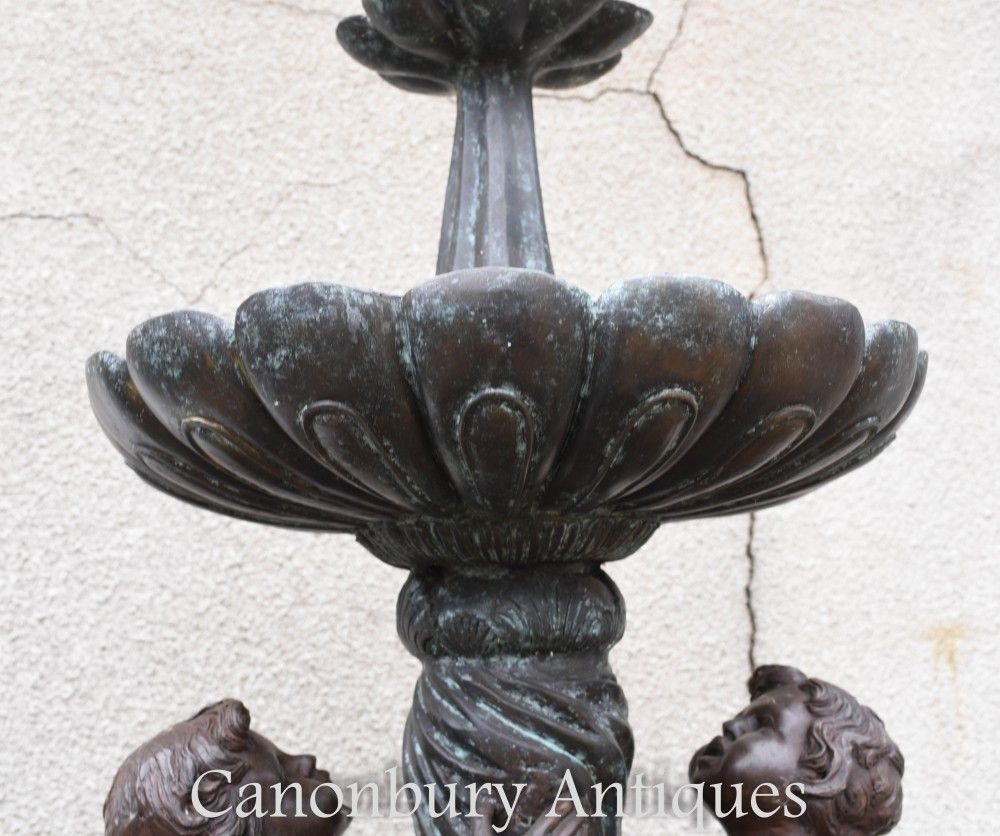 photo furniture Bronze Cherub Fountain   Classical French Verdis Gris Swan Tiered Base
