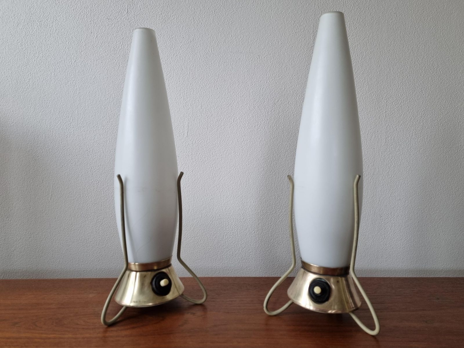 Pair Of Mid Century Table Lamps Zukov, Rockets, 1960s photo buy