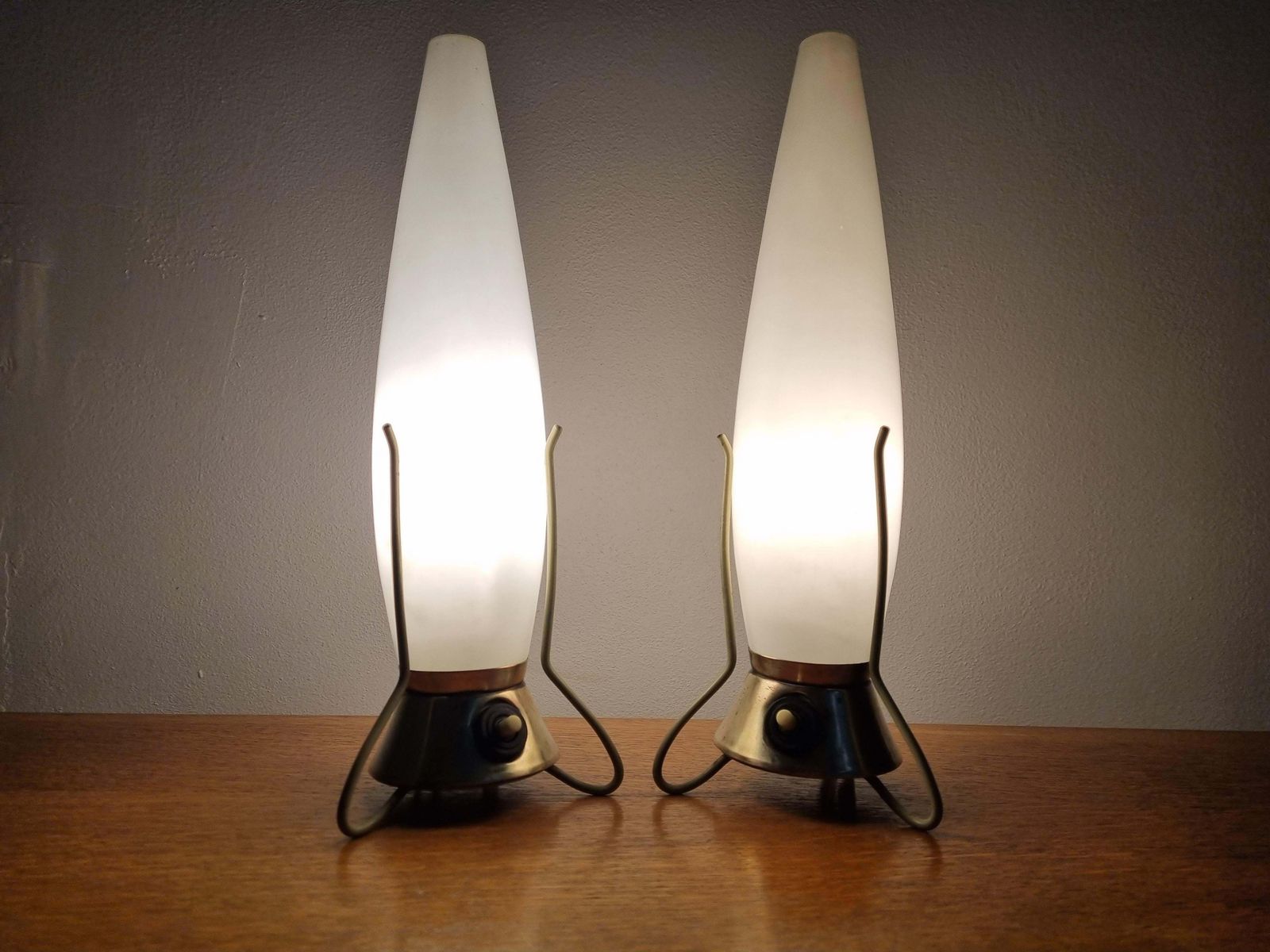 489.0 Pair Of Mid Century Table Lamps Zukov, Rockets, 1960s photo