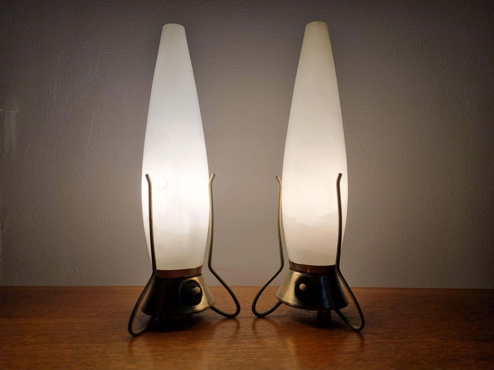 photo buy Pair Of Mid Century Table Lamps Zukov, Rockets, 1960s