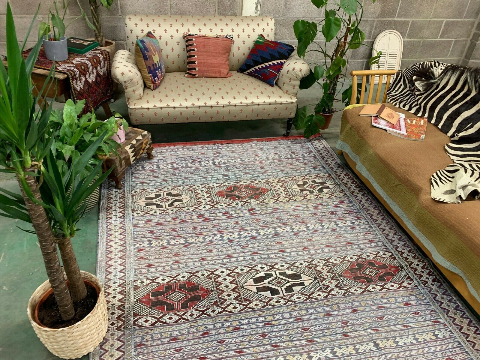 Vintage Moroccan Vegan Silk/Wool Berber Kilim 290x178 Cm Kelim Rug