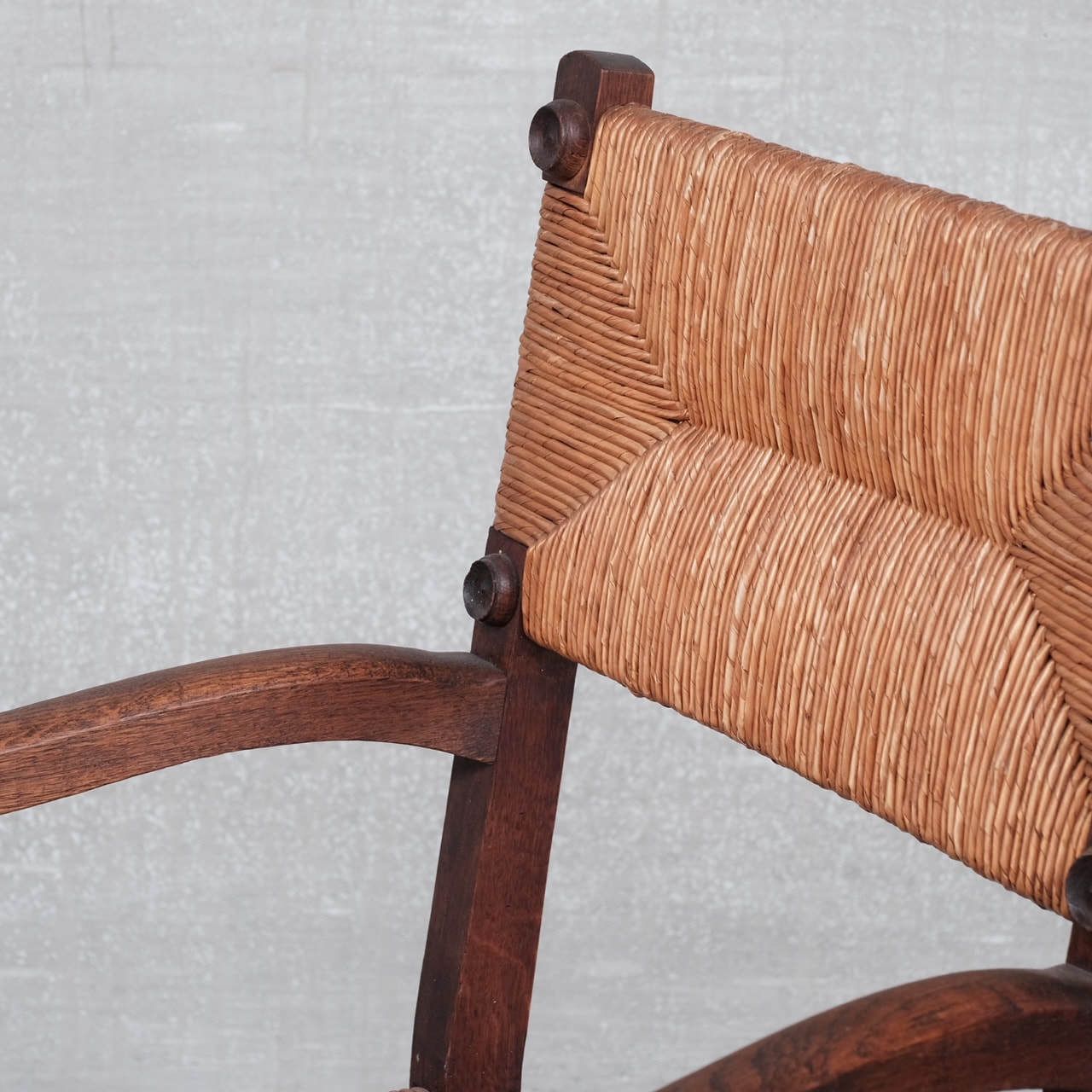 photo furniture Pair Of Mid Century Oak And Rush French Armchairs