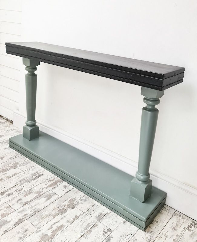 Console Hall Table, Sofa Table, Hand Painted Green And Black photo vinterior