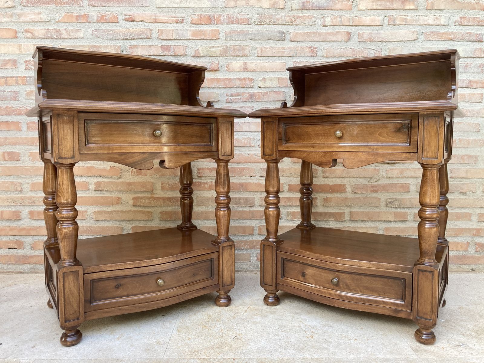 Pair Of Spanish Mid Century Wood Nightstands