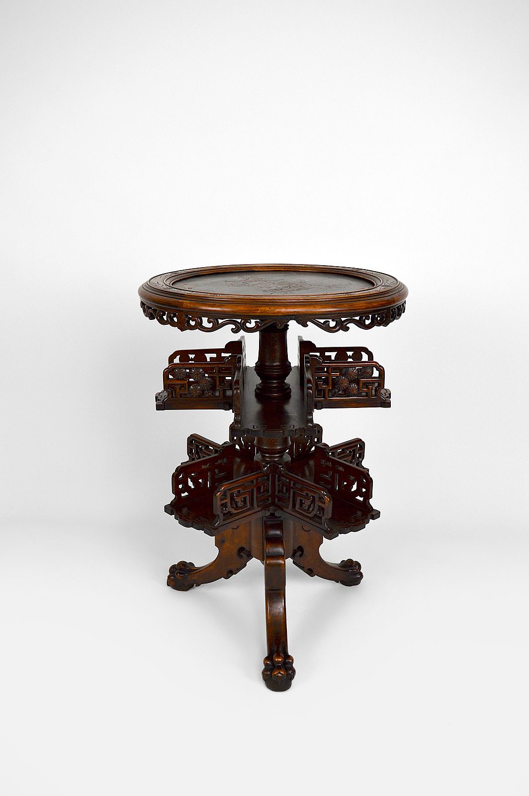Bookcase Pedestal Table Attributed To Gabriel Viardot, Japonism, Circa 1880 photo for sale