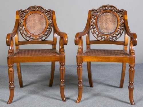 Unusual Pair Of Anglo Indian Elbow Chairs