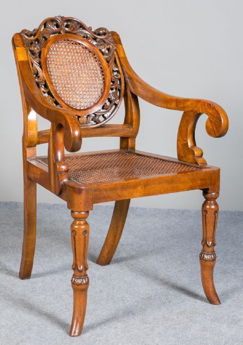 photo furniture Unusual Pair Of Anglo Indian Elbow Chairs