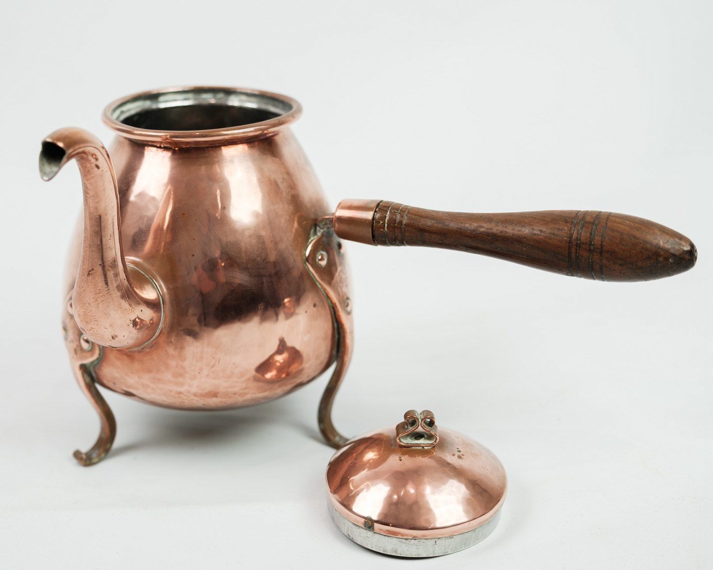 Set Of 3 Copper Parts Coffee Pot Sugar Bowl And Cream Jug From Around 1960s Respectively photo Home Decor