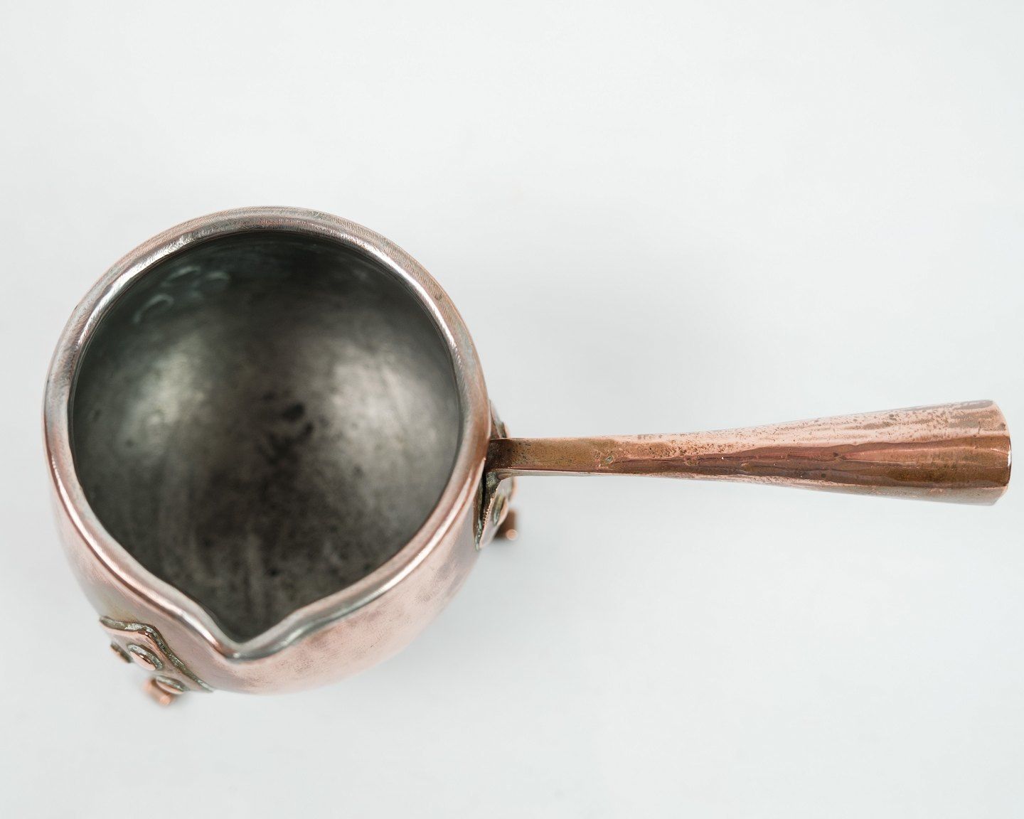 photo for sale Set Of 3 Copper Parts Coffee Pot Sugar Bowl And Cream Jug From Around 1960s Respectively